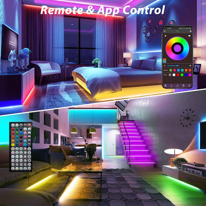 200ft RGB LED Strip Lights – 2 × 100ft Rolls, Music Sync, Color Changing, Remote & App Control