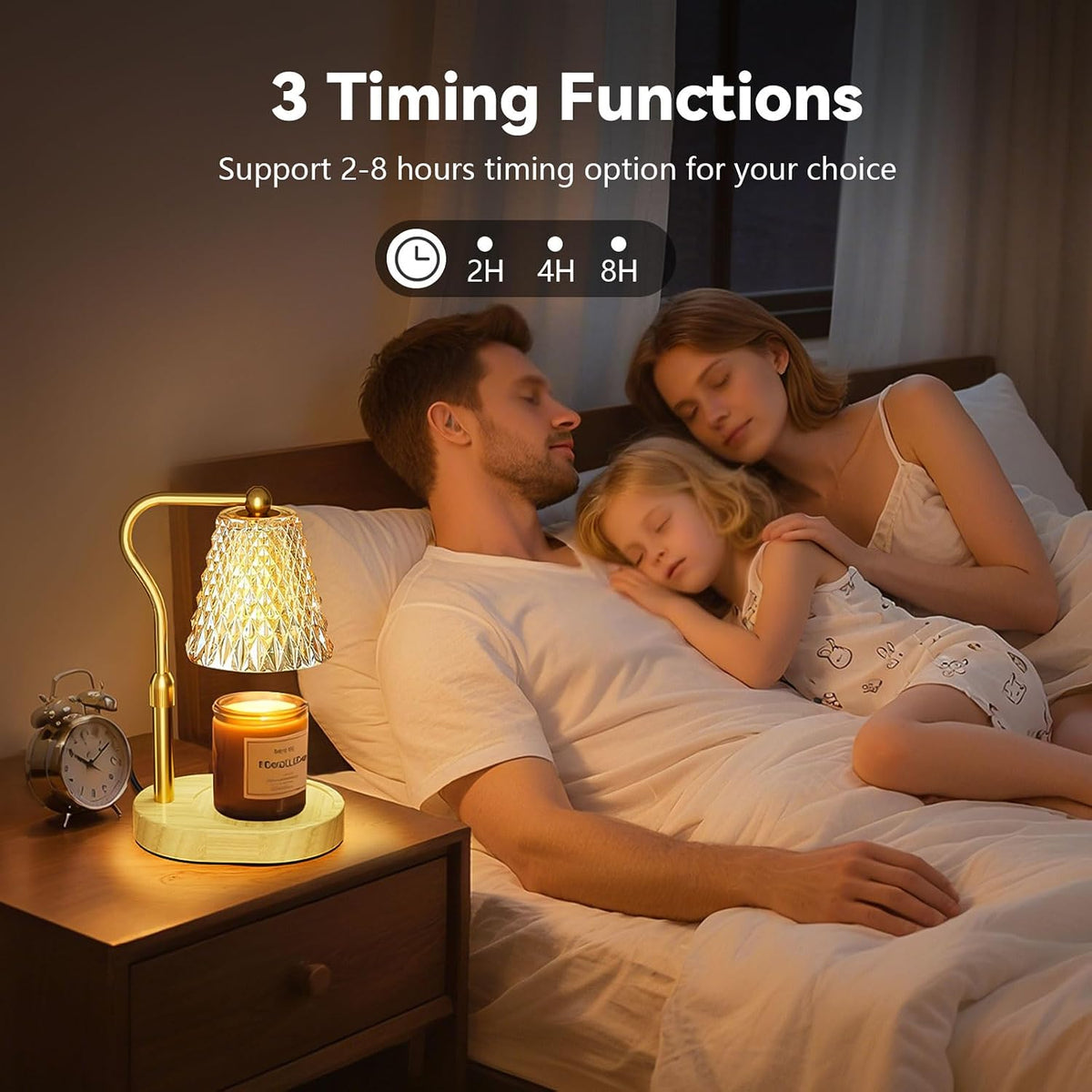 Candle Warmer Lamp with Timer Dimmer, Birthday Gifts for Women Mom, Height Adjustable Wax Melt Warmer for Jar Candles with 2 Bulbs, House Warming Gifts New Home Decor