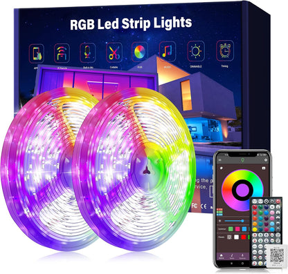 200ft RGB LED Strip Lights – 2 × 100ft Rolls, Music Sync, Color Changing, Remote & App Control