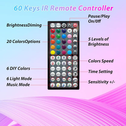 200ft RGB LED Strip Lights – 2 × 100ft Rolls, Music Sync, Color Changing, Remote & App Control