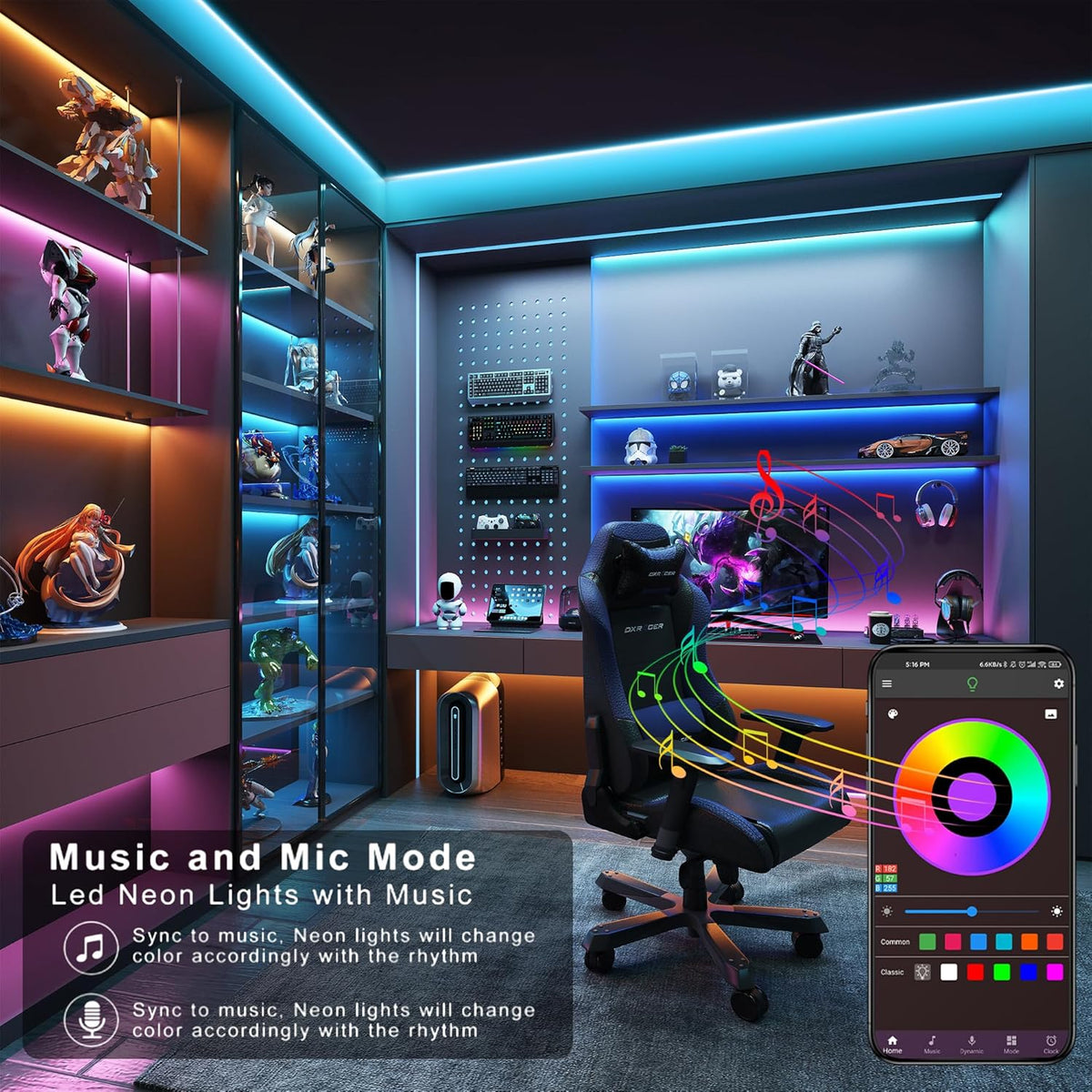 200ft RGB LED Strip Lights – 2 × 100ft Rolls, Music Sync, Color Changing, Remote & App Control