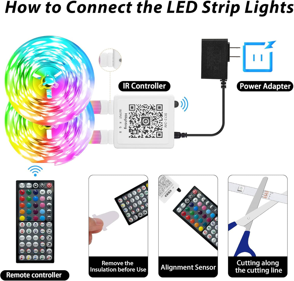 200ft RGB LED Strip Lights – 2 × 100ft Rolls, Music Sync, Color Changing, Remote & App Control